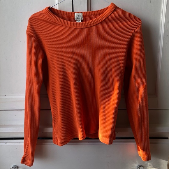 Gap orange long sleeve thick ribbed sweater top - Picture 2 of 3